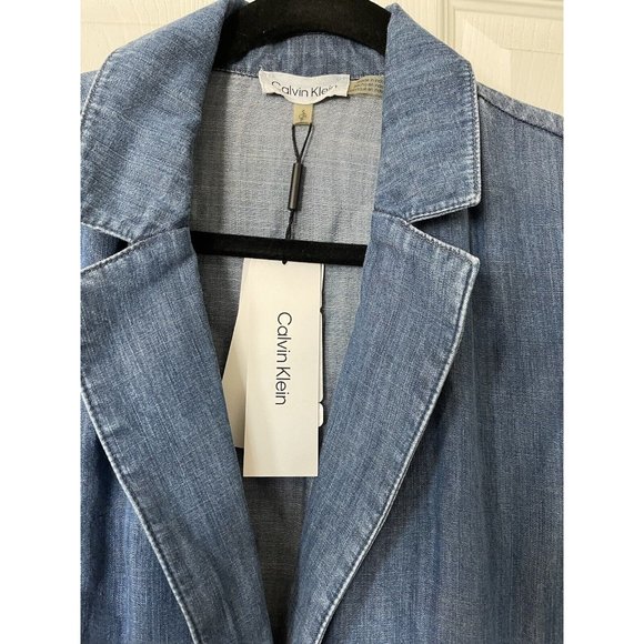 NWT Calvin Klein Essential Light Weight Cinched Tencel Denim Jacket - Small - Picture 2 of 6